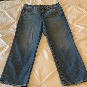 Express high rise, straight, ankle jeans short length